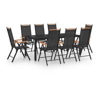 Ensemble de Salle à Manger de Jardin 9 pcs Aluminium Noir Terrasse vidaXL