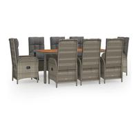 Vidaxl Ensemble De Salle À Manger De Jardin 9 Pcs Avec Coussins Gris