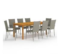 Ensemble de Salle à Manger de Jardin 9 pcs Noir Mobilier à Dîner Patio vidaXL