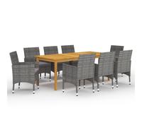 Ensemble à manger de jardin 9 pcs Gris