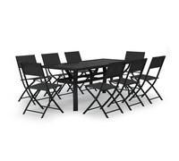 Vidaxl Ensemble De Salle À Manger De Jardin 9 Pcs Gris Et Noir Gris