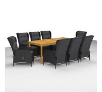 Vidaxl Ensemble De Salle À Manger De Jardin 9 Pcs Gris Foncé