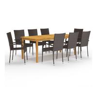 Ensemble de Salle à Manger de Jardin 9 pcs Noir Mobilier à Dîner Patio vidaXL