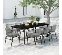 Ensemble de Salle à Manger de Jardin 9 pcs Gris Mobilier Dîner Patio vidaXL
