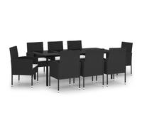 Vidaxl Ensemble De Salle À Manger De Jardin 9 Pcs Noir Noir