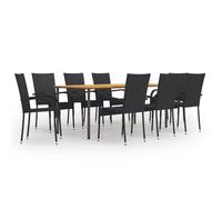 vidaXL Ensemble de salle à manger de jardin 9 pcs Résine tressée Noir