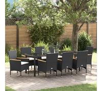 vidaXL Ensemble de Salle à Manger pour Jardin 9 pcs Noir polyrotin, Mobilier de Jardin et terrasse, Ensemble en Poly rotin léger, Repas d'extérieur, Style Contemporain