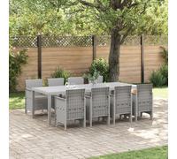 vidaXL Ensemble de Salle à Manger pour Jardin 9 pcs Blanc Rattan Polt, Ensemble de Jardin et terrasse, mobilier en rotin Moderne, Coin Repas extérieur, assises rectangulaires pour se Rassembler