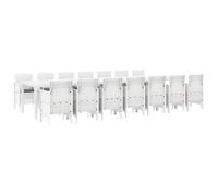 vidaXL Ensemble de Salle à Manger de Jardin avec Coussins 15 pcs Blanc, Ensemble de Salle à Manger extérieur pour Famille, Meuble Moderne, idéal pour Repas Style Jardin
