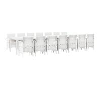 vidaXL Ensemble de Salle à Manger pour Jardin 15 pcs Blanc Rattan Polt, Ensemble de Repas Moderne pour Jardin et terrasse, Meubles d'extérieur, Design Contemporain, assises stylées pour l'été