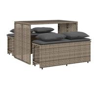 Vidaxl Ensemble À Manger De Jardin 3 Pcs Coussins Gris Résine Tressée
