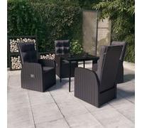 Ensemble de Salle à Manger de Jardin avec Coussins 3 pcs Noir Dîner vidaXL