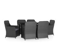 Vidaxl Ensemble De Salle À Manger De Jardin Avec Coussins 7 Pcs Noir Noir