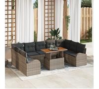 vidaXL Ensemble de salle à manger de jardin de 10 pièces avec coussins en gris poly rotin et acacia 3349628