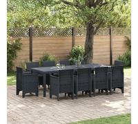 vidaXL Ensemble de Salle à Manger pour Jardin 11 pcs Anthracite, Ensemble de Jardin et terrasse, mobilier en rotin Moderne, Coin Repas extérieur, assises rectangulaires pour se Rassembler