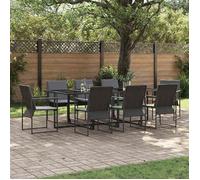 vidaXL Ensemble de salle à manger de jardin de 12 pièces avec coussins, table métallique extensible et chaises modernes 3335860