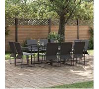 vidaXL Ensemble de Salle à Manger de Jardin de 13 pièces avec Coussins en Acier et textilène