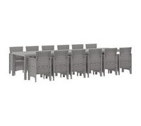 vidaXL Ensemble de salle à manger de jardin de 13 pièces en poly rattan gris clair | Table rectangulaire pour 12 personnes, super durable, résiste aux UV. Design moderne, parfait pour le patio, le bal