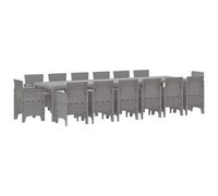 vidaXL Salon de jardin 15 pcs gris clair Polt rotin