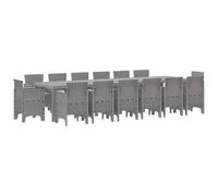 vidaXL Ensemble de Salle à Manger de Jardin de 15 Pièces Gris Clair en Rattan | Table Rectangulaire Pour 14 Personnes, Super Costaud, Résistante aux UV et au Design Contemporain, Parfait pour Ton Pati
