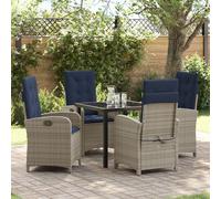 Vidaxl Ensemble De Salle À Manger De Jardin De 5 Pièces Avec Coussins En Gris Poly Rattan