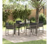 Vidaxl Ensemble De Salle À Manger De Jardin De 5 Pièces Avec Coussins Gris En Rattan Poly