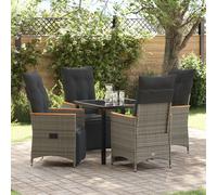 Vidaxl Ensemble De Salle À Manger De Jardin De 5 Pièces Avec Coussins Gris Poly Rattan