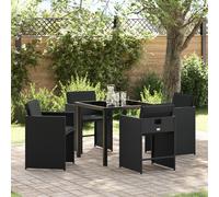 Vidaxl Ensemble De Salle À Manger De Jardin De 5 Pièces Avec Coussins Noir Poly Rattan