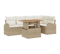 Vidaxl Ensemble De Salle À Manger De Jardin De 6 Pièces Avec Coussins Beige Poly Rattan Acacia