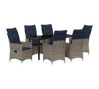 vidaXL Ensemble de jardin 7 pcs Gris Poly-Rotin