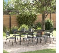 Vidaxl Ensemble De Salle À Manger De Jardin De 9 Pièces En Acier Gris Foncé