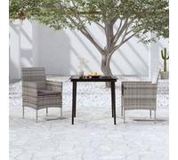 Mobilier de Salle à Manger de Jardin Coussins 3 pcs Beige Noir Dîner vidaXL