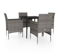 Vidaxl Ensemble De Salle À Manger De Jardin Et Coussins 5pcs Gris/Noir Gris