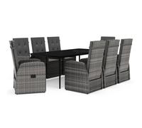Vidaxl Ensemble De Salle À Manger De Jardin Et Coussins 9 Pcs Gris Gris