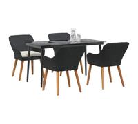 vidaXL Ensemble de Salle à Manger de Jardin Noir en Poly Rattan | 1 Table & 4 Chaises Mobilier Résistant aux UV Sièges Confortables Pour Adultes Parfait Pour Recevoir À L'Extérieur Tables de Patio Rec