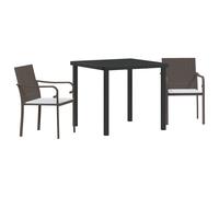 Vidaxl Ensemble De Salle À Manger D'extérieur 3 Pièces Avec Coussins - Rotin Marron