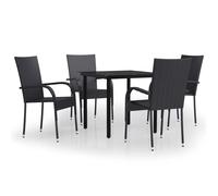 Vidaxl Ensemble De Salle À Manger D'extérieur 5 Pcs Noir Noir
