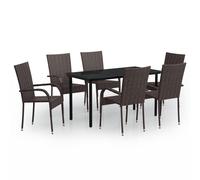 Vidaxl Ensemble De Salle À Manger D'extérieur 7 Pcs Marron Et Noir Marron