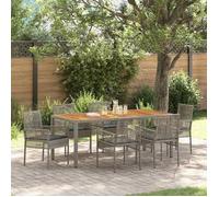 vidaXL Ensemble de salle à manger d'extérieur avec une table rectangulaire et six chaises en poly rattan gris 3334913