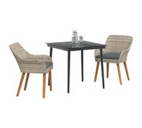 vidaXL Ensemble de Salle à Manger extérieur 80 cm x Gris Clair/Noir, en Acier époxy, Verre trempé et sièges en rotin. Super Style Contemporain avec Une Table carrée et des chaises. Idéal pour Le Jard