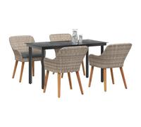 vidaXL Ensemble de Salle à Manger Gris Clair Poly rotin, Repas en Plein air, Ensemble de Salle à Manger carré, mobilier de Jardin Robuste, Moments en extérieur