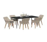 vidaXL Ensemble de Salle à Manger Gris Clair Poly rotin, Repas en Plein air, Ensemble de Salle à Manger carré, mobilier de Jardin Robuste, Moments en extérieur