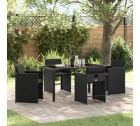 Vidaxl Ensemble De Salle À Manger Jardin 5 Pièces Avec Coussins Noir Rotin Pe