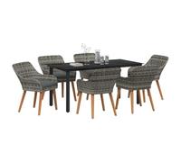 vidaXL Salon de jardin avec coussins 7 pcs Gris Poly-Rotin