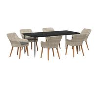 Vidaxl Ensemble De Salle À Manger 7 Pcs Gris Clair Et Noir Large