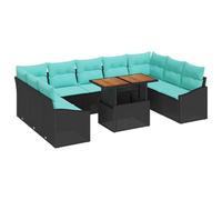 vidaXL Ensemble de Salle à Manger pour Jardin 10 pcs Noir et Sarcelle, Ensemble de Salle à Manger Moderne, matériaux résistants aux UV, Meubles légers, terrasse Lounge, assises en extérieur