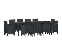 vidaXL Ensemble de Salle à Manger pour Jardin 11 pcs Anthracite, Ensemble de Jardin et terrasse, mobilier en rotin Moderne, Coin Repas extérieur, assises rectangulaires pour se Rassembler