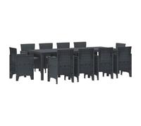 Vidaxl Ensemble De Salle À Manger De Jardin De 11 Pièces Avec Coussins Anthracite Rattan Synthétique