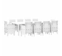 Vidaxl Set De Salle À Manger Jardin 11 Pièces En Poly Rattan Blanc