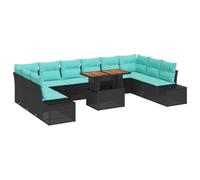vidaXL Ensemble de Salle à Manger pour Jardin 11 pcs Noir et Sarcelle, Sofa de Jardin Moderne, résistant aux UV, léger, mobilier stylé pour terrasse et Coin Salon Fonctionnel